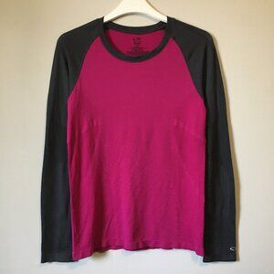 Vintage Champion Retro Raglan Sleeve Athletic Top XS Fuchsia & Charcoal